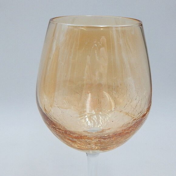 Pier 1 One Golden Luster Amber Crackle Mouth Blown Balloon Red Wine Glass Set/3 - Picture 6 of 10